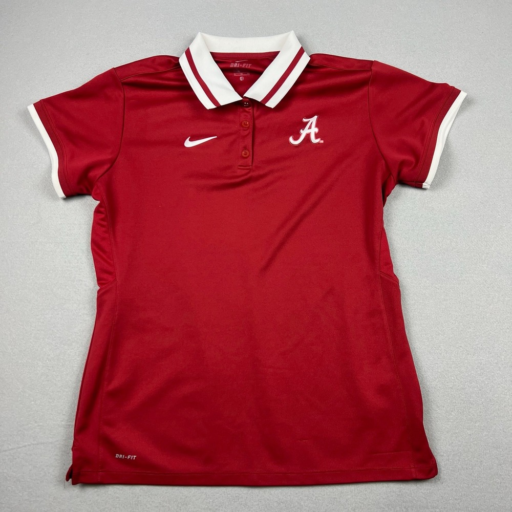 Nike Team Women XL Red Alabama Crimson Tide Dri-Fit Polo Performance Golf Shirt